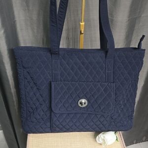 Vera Bradley Navy Quilted Cotton Tote